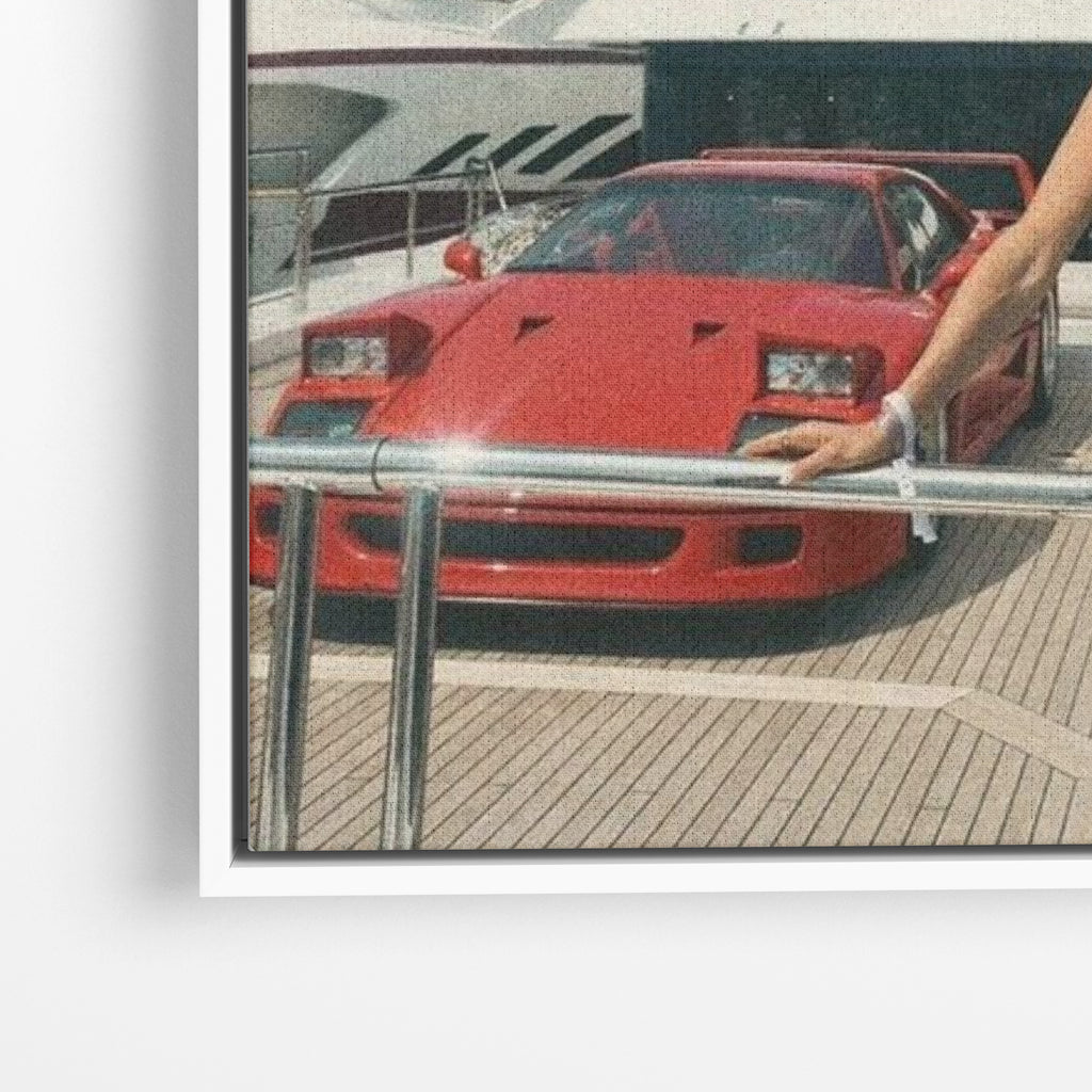 Close-up λεπτομέρεια καμβά Luxury Lifestyle με λευκή κορνίζα.