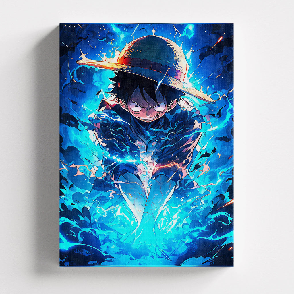 Πίνακας σε καμβά Luffy Gear 5, χωρίς κορνίζα, μπροστινή όψη.