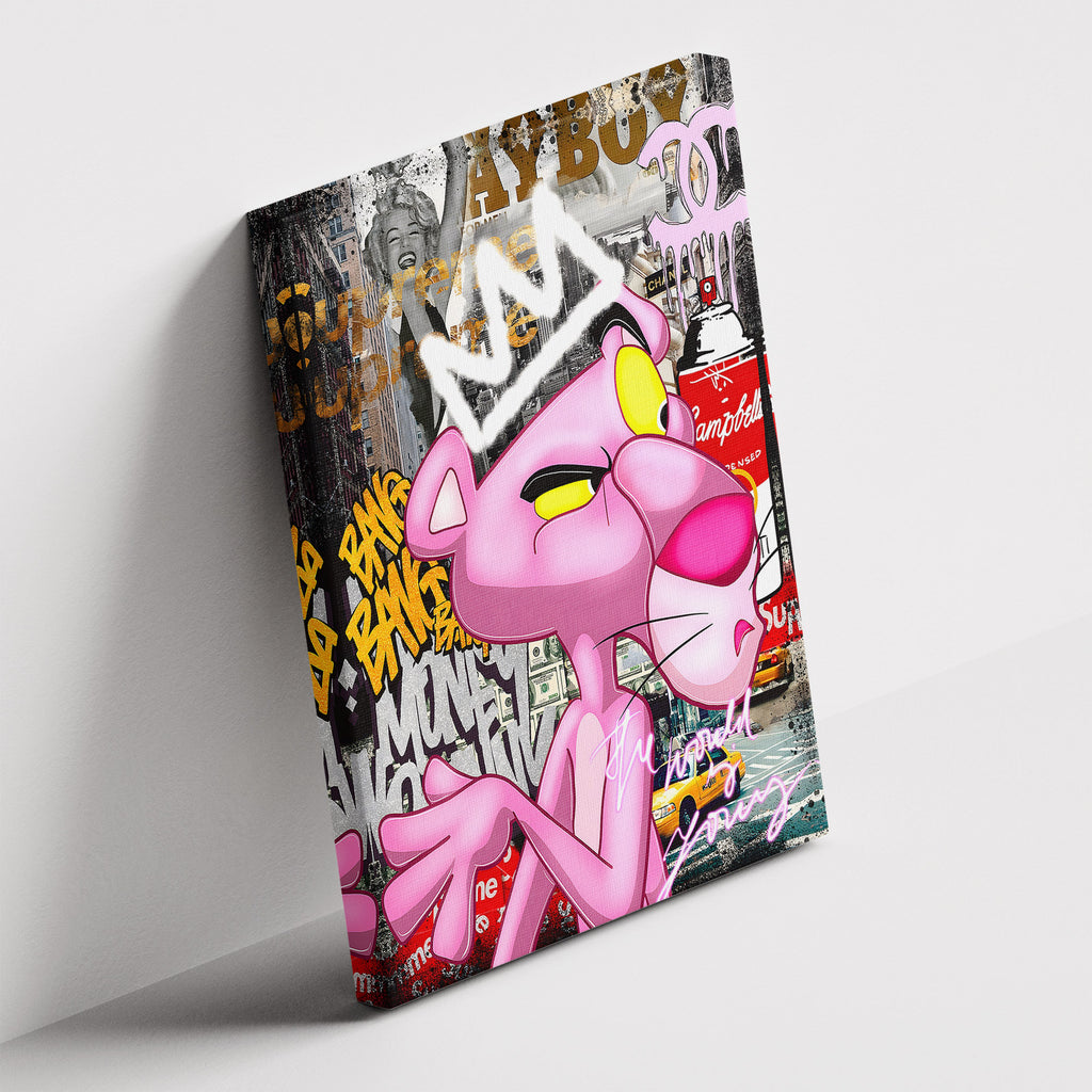 Καμβάς Pink Panther – Urban Royalty σε δεύτερη γωνία λήψης, χωρίς κορνίζα.