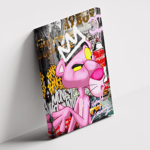 Καμβάς Pink Panther – Urban Royalty σε δεύτερη γωνία λήψης, χωρίς κορνίζα.