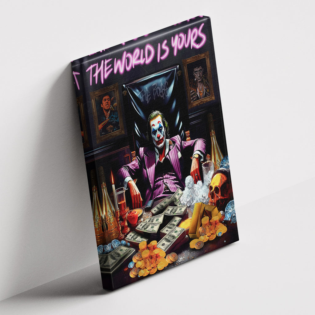 Καμβάς The World Is Yours – Joker Edition Canva σε δεύτερη γωνία λήψης, χωρίς κορνίζα.
