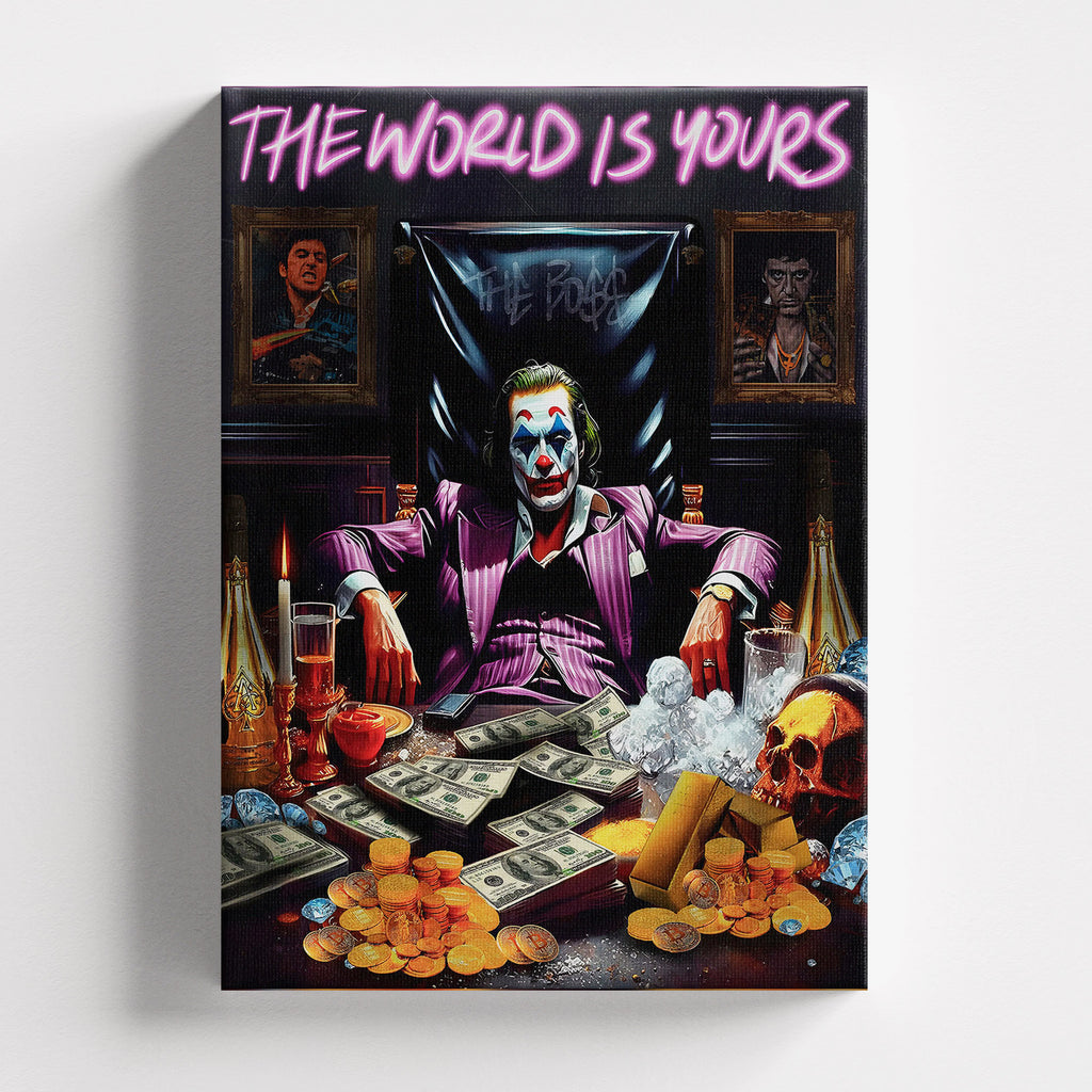 Πίνακας σε καμβά The World Is Yours – Joker Edition Canva, χωρίς κορνίζα, μπροστινή όψη.