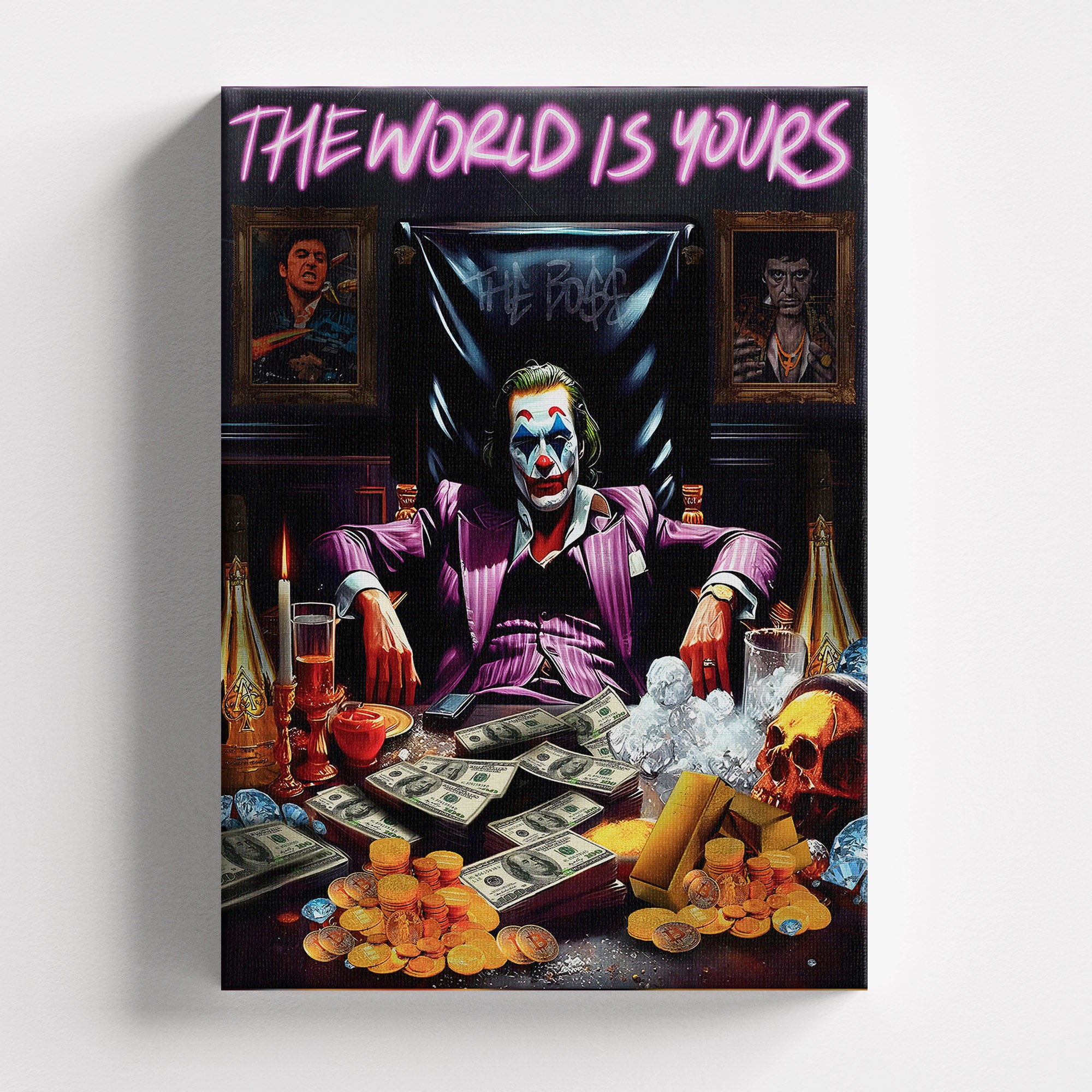 Πίνακας σε καμβά The World Is Yours – Joker Edition Canva, χωρίς κορνίζα, μπροστινή όψη.