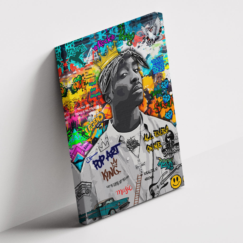 Καμβάς Tupac – Graffiti σε δεύτερη γωνία λήψης, χωρίς κορνίζα.
