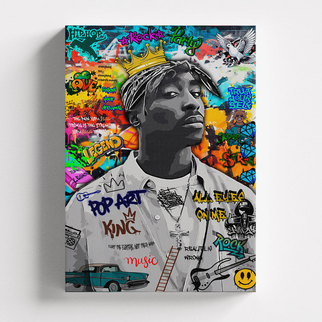 Πίνακας σε καμβά Tupac – Graffiti, χωρίς κορνίζα, μπροστινή όψη.
