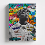 Πίνακας σε καμβά Tupac – Graffiti, χωρίς κορνίζα, μπροστινή όψη.