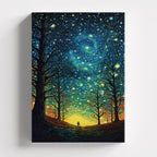 Πίνακας σε καμβά Starry Walk, χωρίς κορνίζα, μπροστινή όψη.