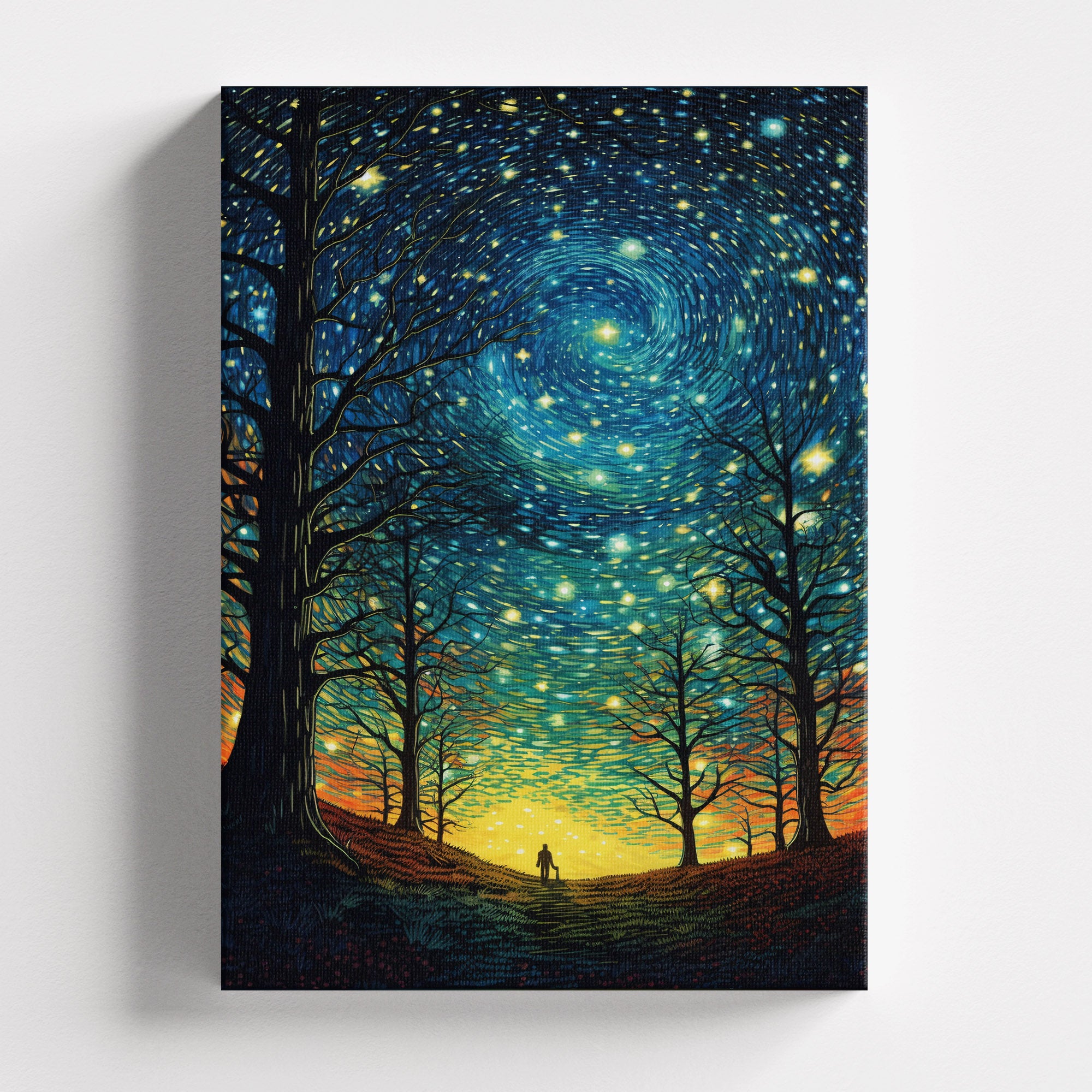 Πίνακας σε καμβά Starry Walk, χωρίς κορνίζα, μπροστινή όψη.