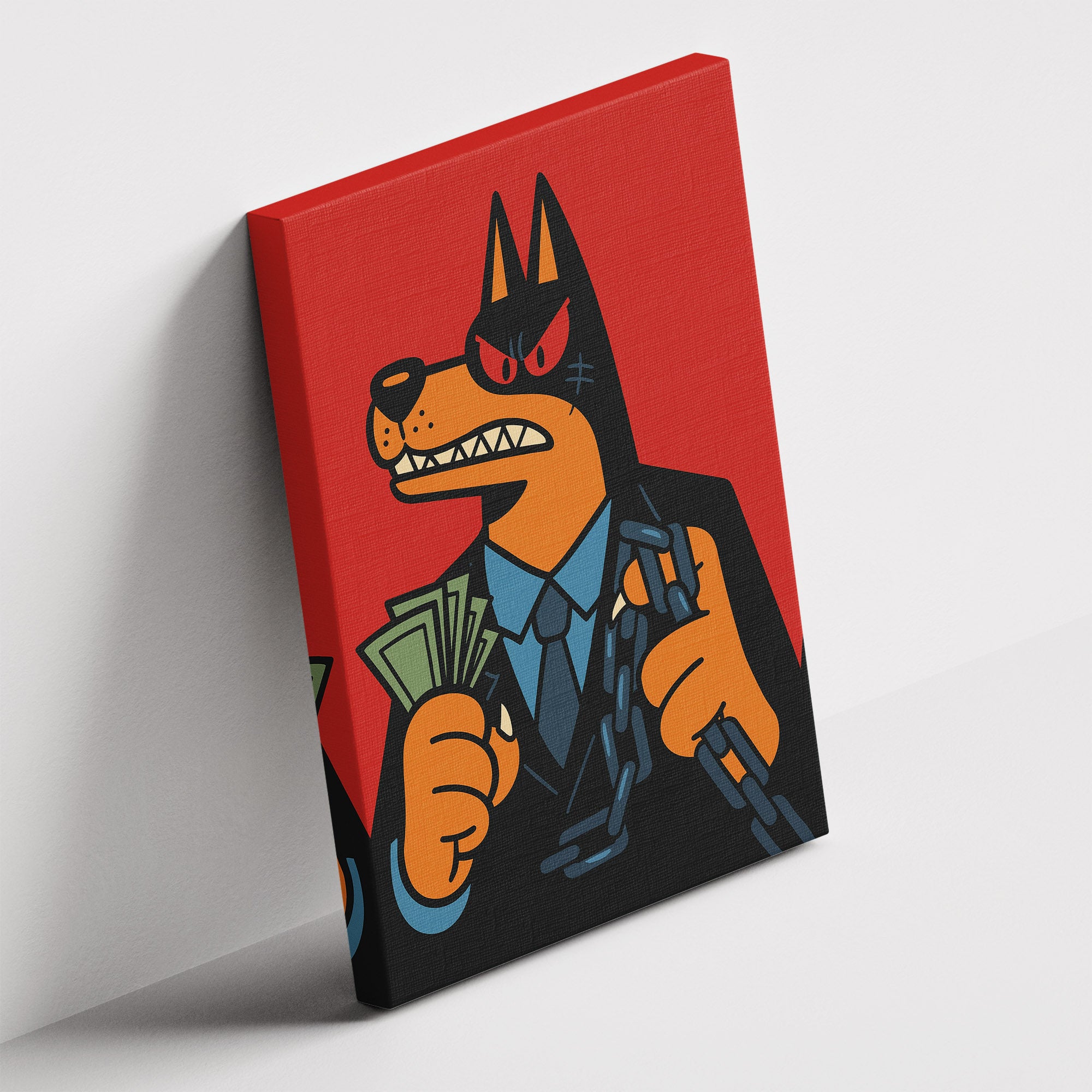 Καμβάς Doberman Hustler σε δεύτερη γωνία λήψης, χωρίς κορνίζα.