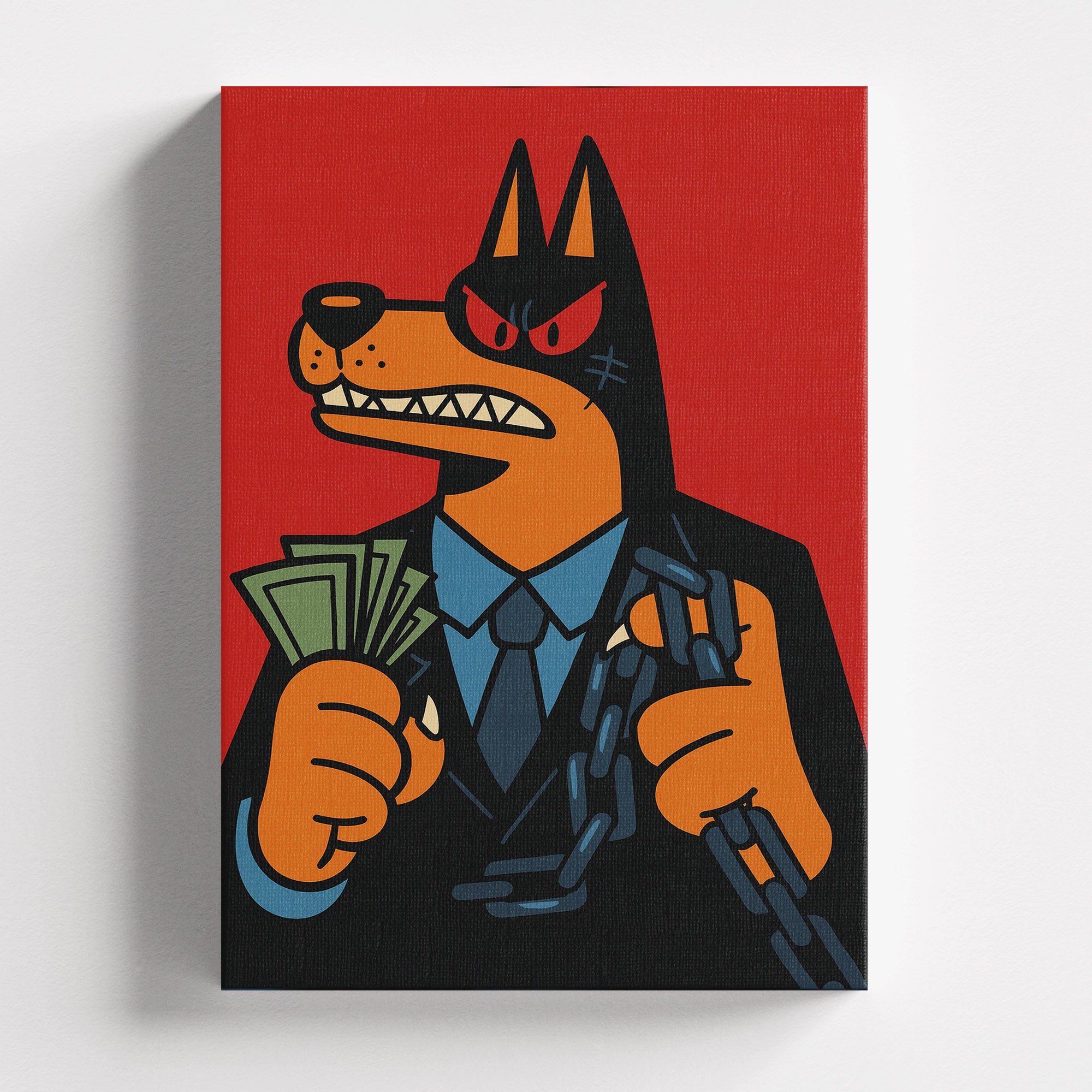 Πίνακας σε καμβά Doberman Hustler, χωρίς κορνίζα, μπροστινή όψη.