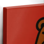 Close-up λεπτομέρεια της εκτύπωσης καμβά Bear Boss.