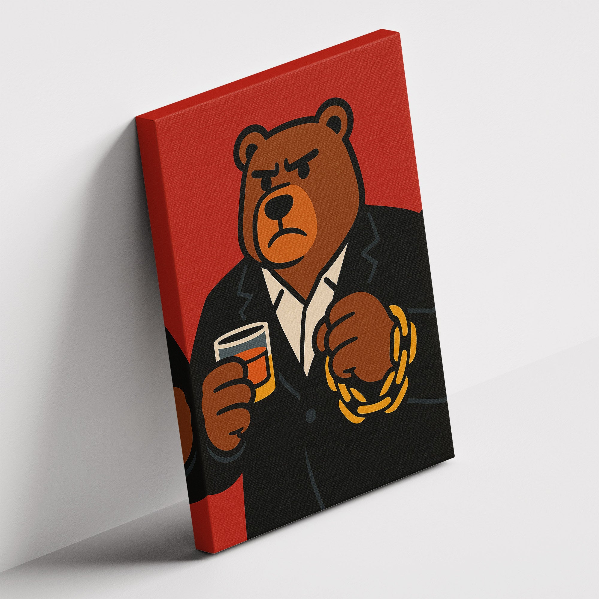 Καμβάς Bear Boss σε δεύτερη γωνία λήψης, χωρίς κορνίζα.