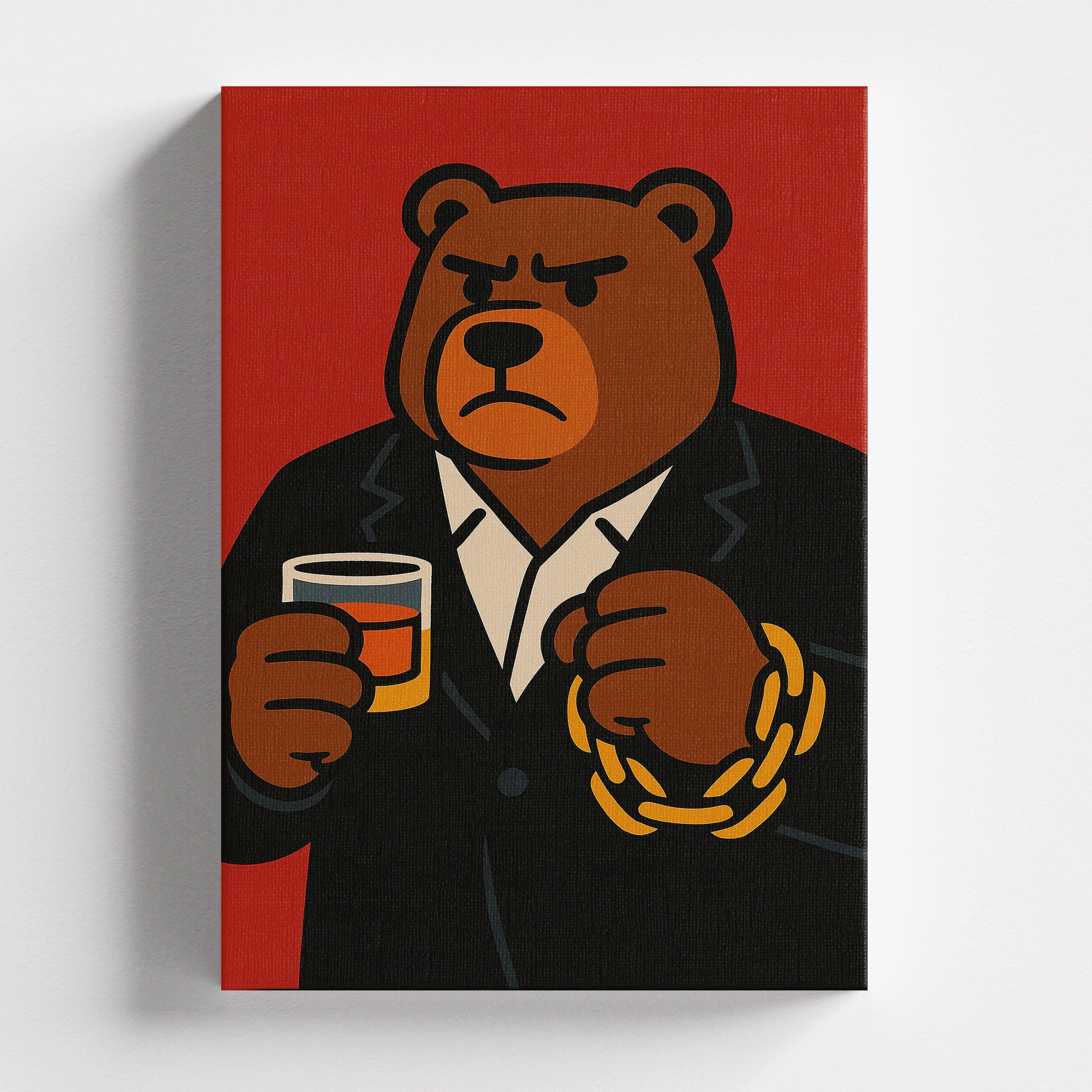 Πίνακας σε καμβά Bear Boss, χωρίς κορνίζα, μπροστινή όψη.
