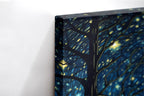 Close-up λεπτομέρεια της εκτύπωσης καμβά Starry Walk.
