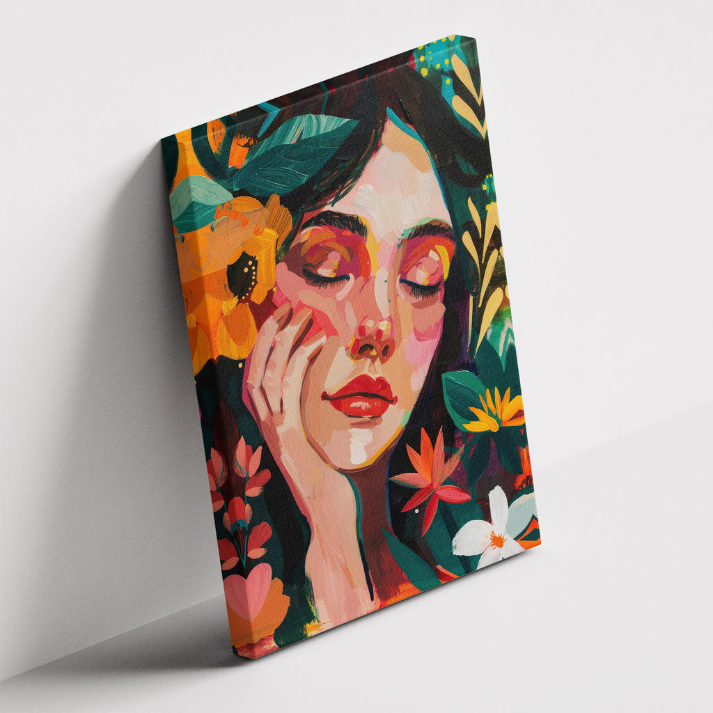 Καμβάς Floral Reverie σε δεύτερη γωνία λήψης, χωρίς κορνίζα.