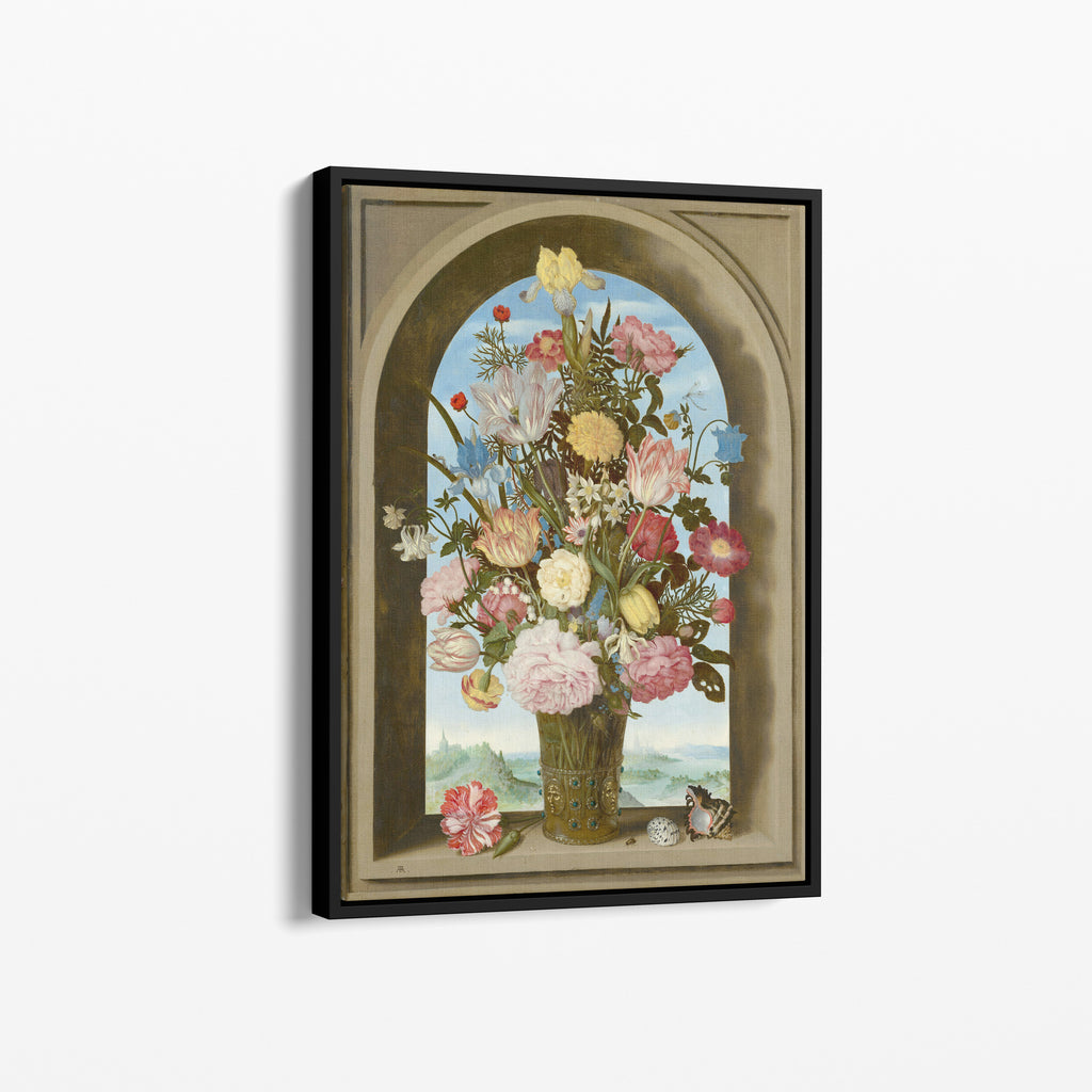 Flowers in a Window Arch – Premium Καμβάς