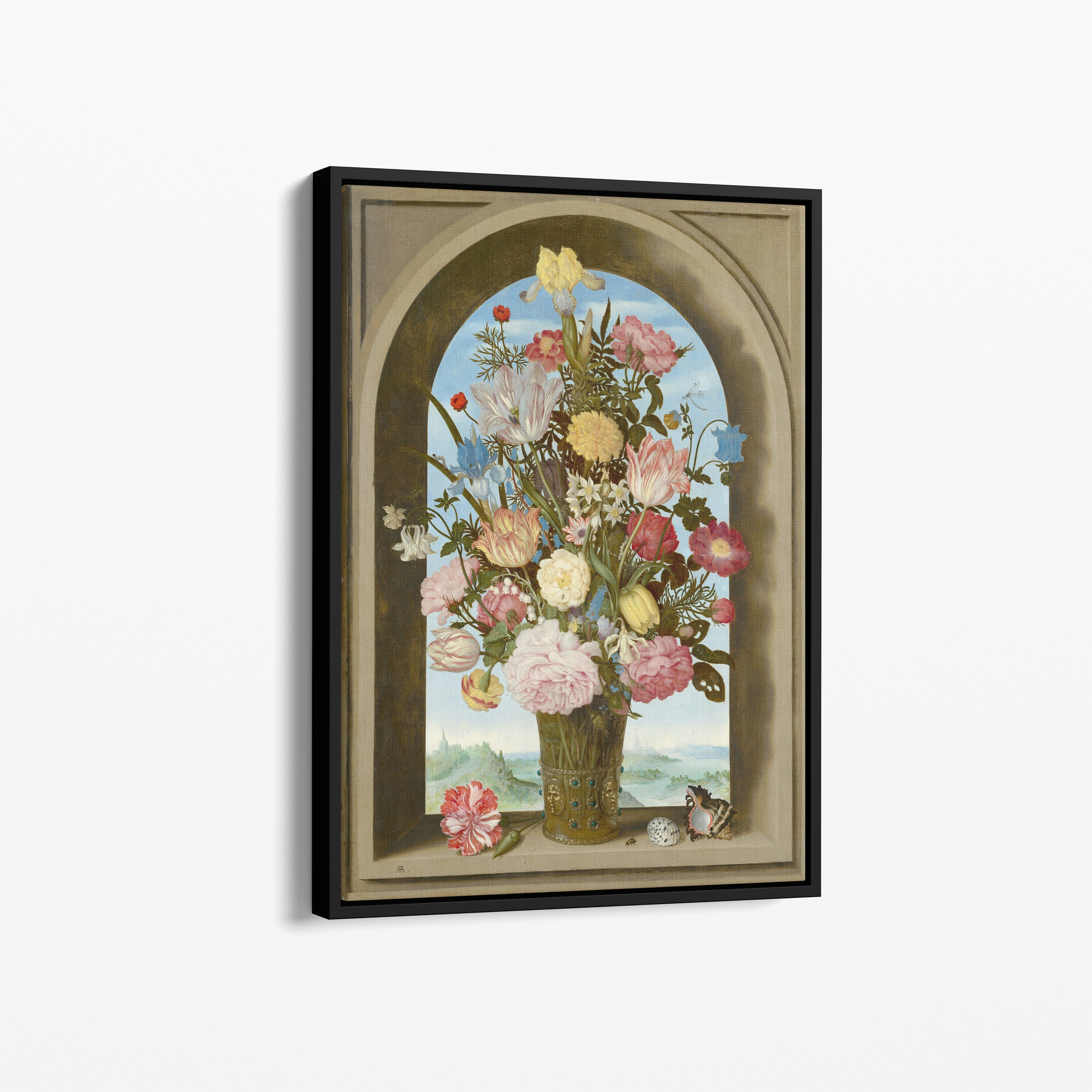 Flowers in a Window Arch – Premium Καμβάς