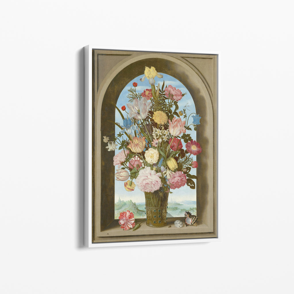 Flowers in a Window Arch – Premium Καμβάς