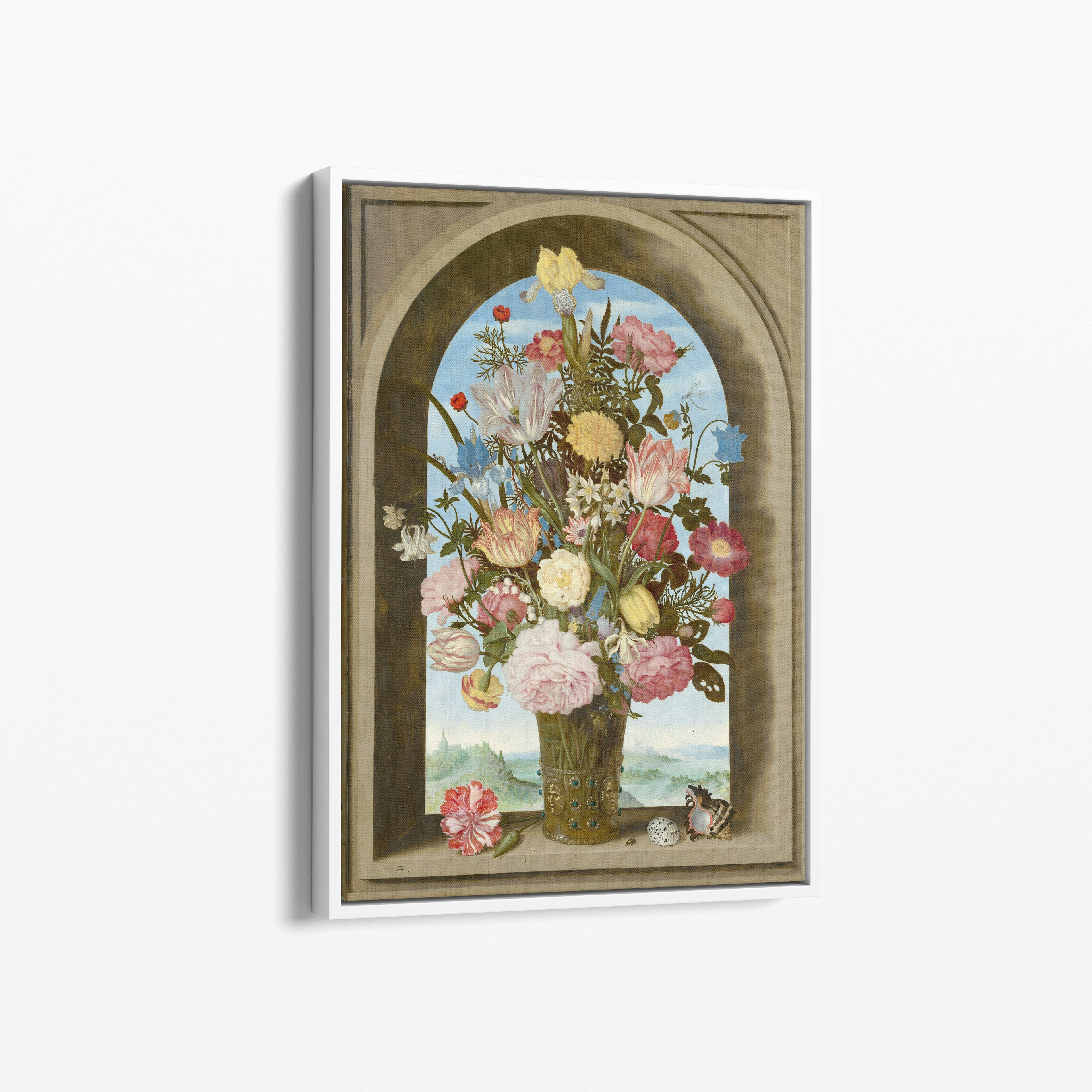 Flowers in a Window Arch – Premium Καμβάς