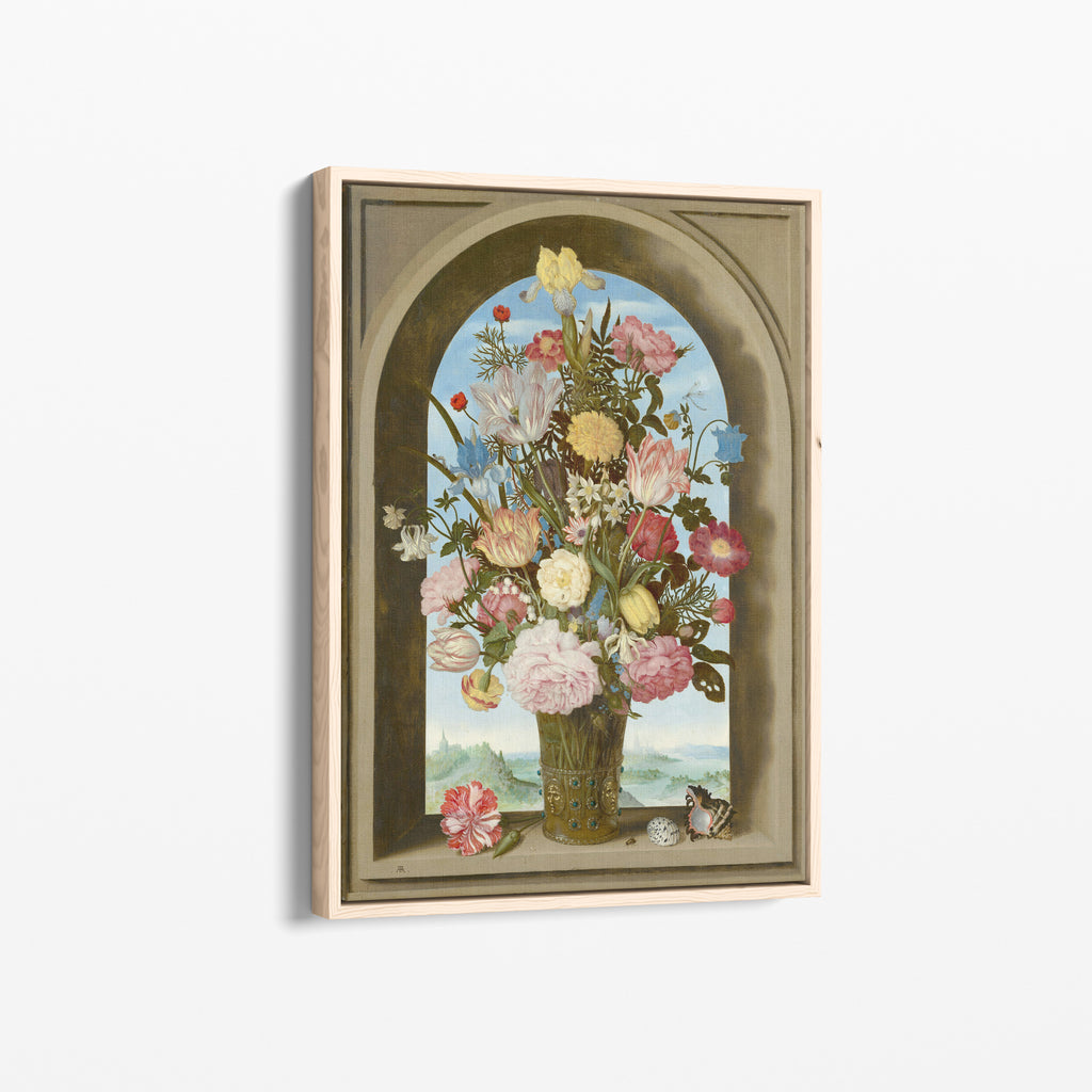 Flowers in a Window Arch – Premium Καμβάς