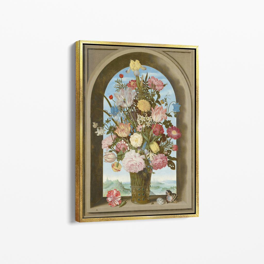 Flowers in a Window Arch – Premium Καμβάς