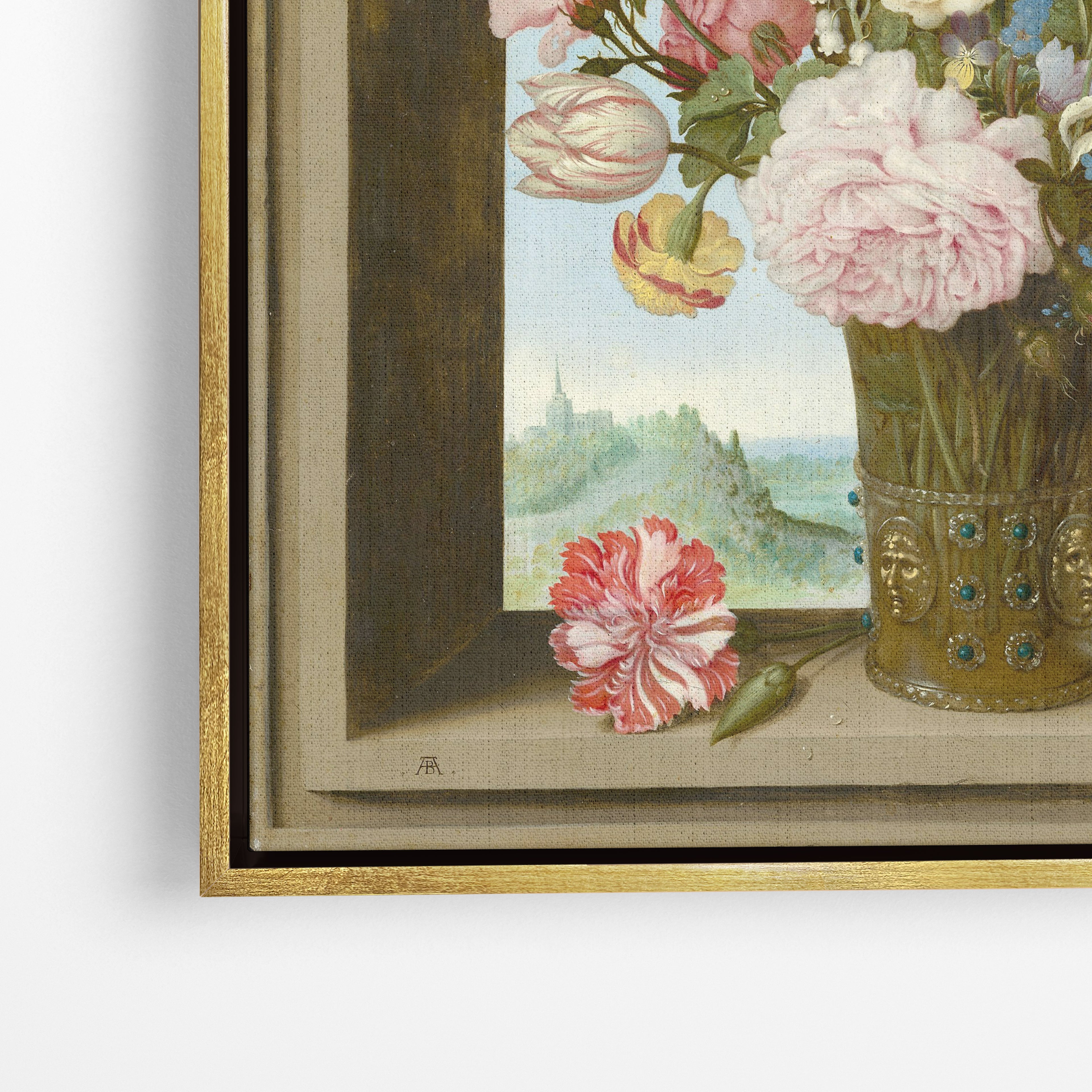 Flowers in a Window Arch – Premium Καμβάς