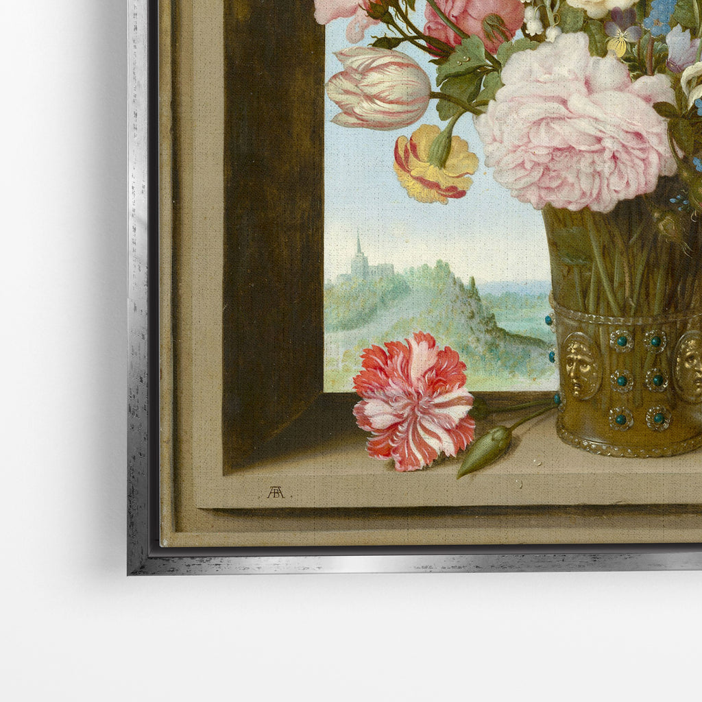 Flowers in a Window Arch – Premium Καμβάς