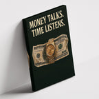 Καμβάς Money Talks – Time Listens σε δεύτερη γωνία λήψης, χωρίς κορνίζα.