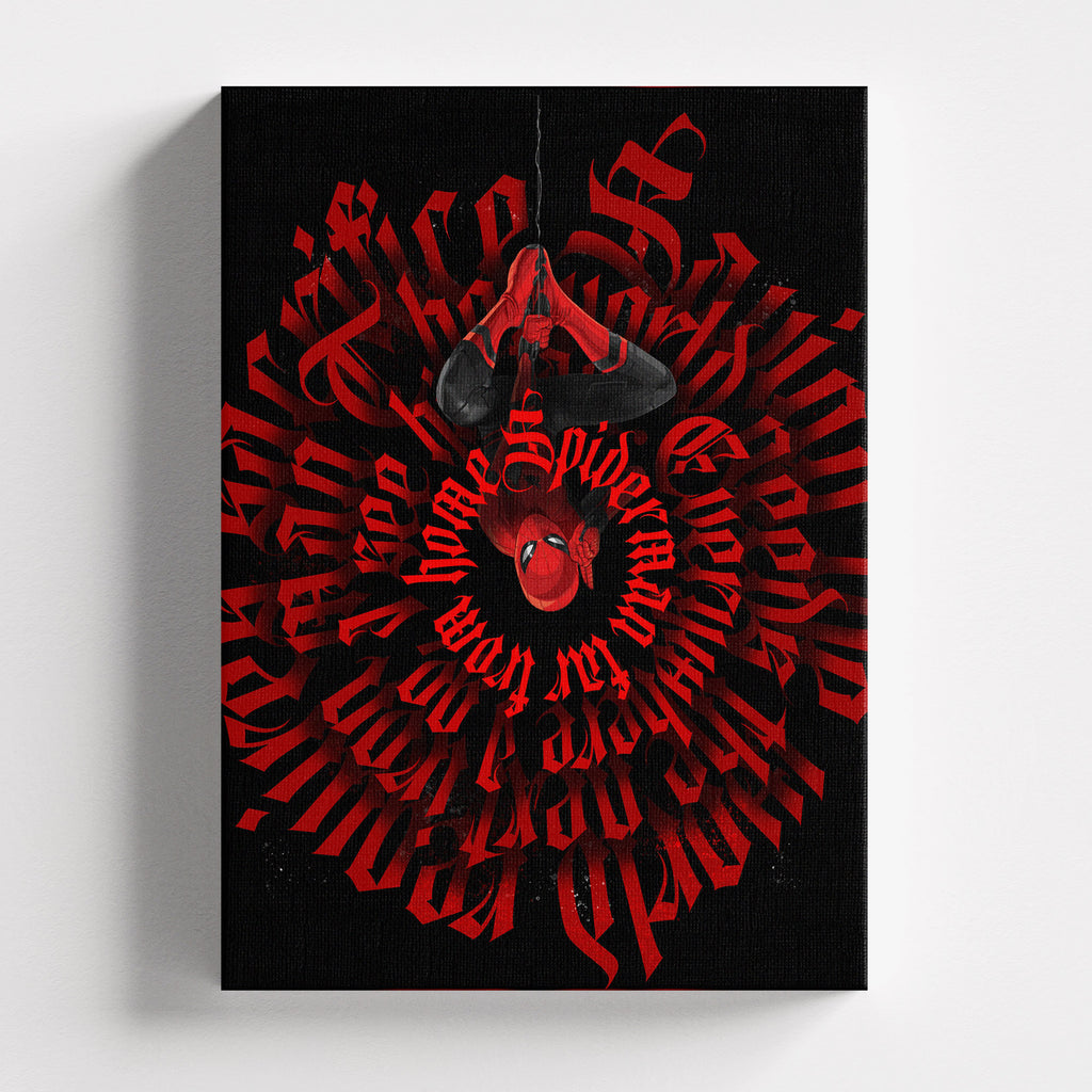 Πίνακας σε καμβά Spider-Man Red Typography, χωρίς κορνίζα, μπροστινή όψη.