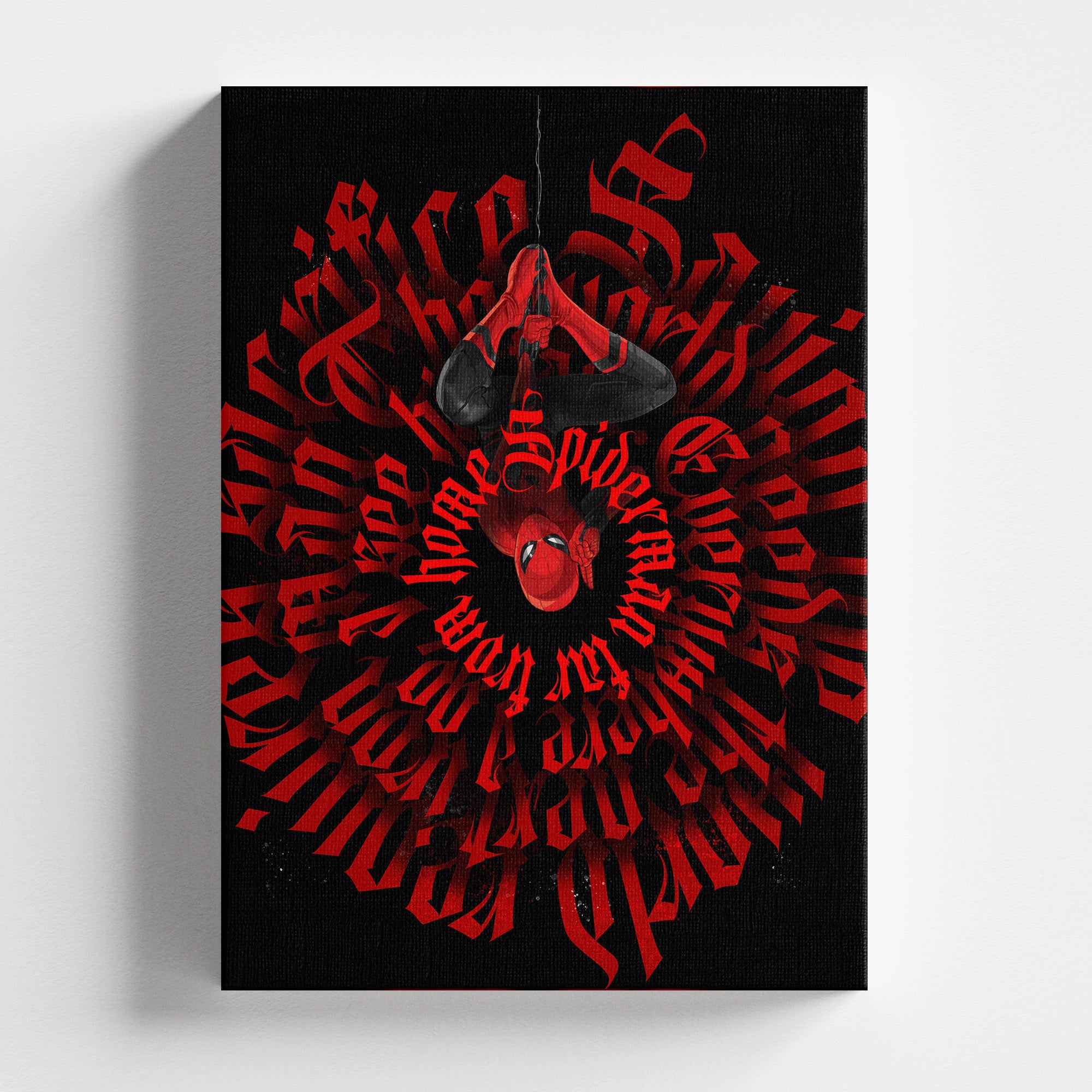 Πίνακας σε καμβά Spider-Man Red Typography, χωρίς κορνίζα, μπροστινή όψη.