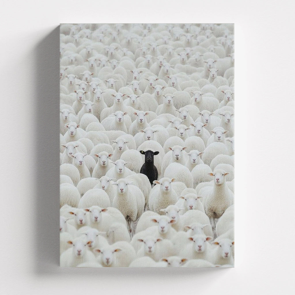 Πίνακας σε καμβά Black Sheep, χωρίς κορνίζα, μπροστινή όψη.