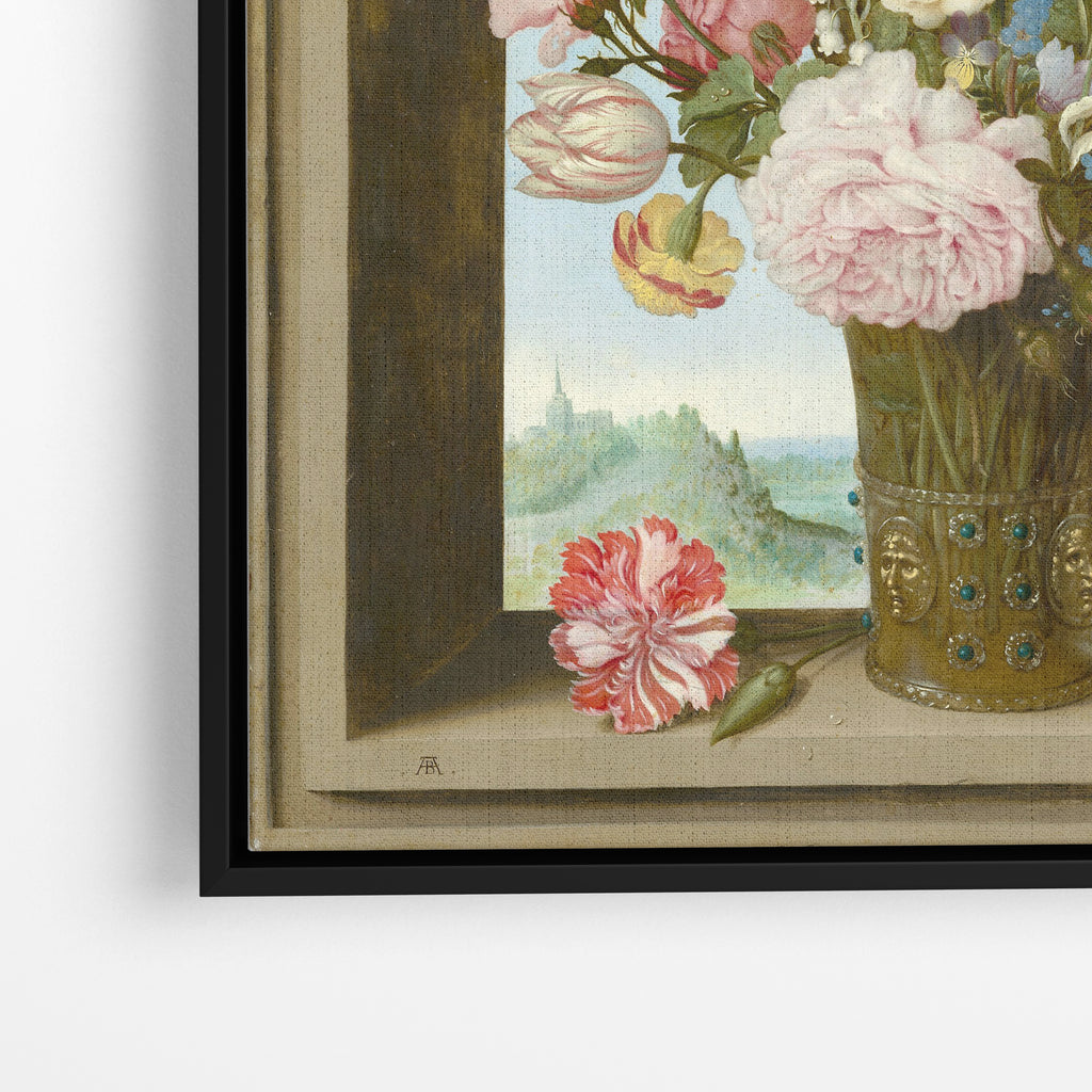 Flowers in a Window Arch – Premium Καμβάς