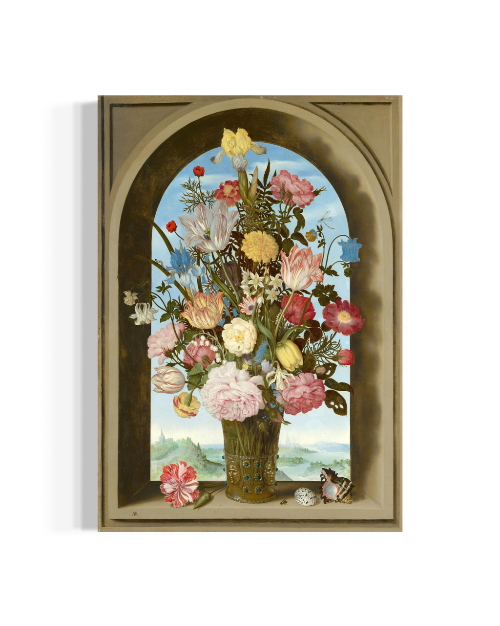 Flowers in a Window Arch – Premium Καμβάς