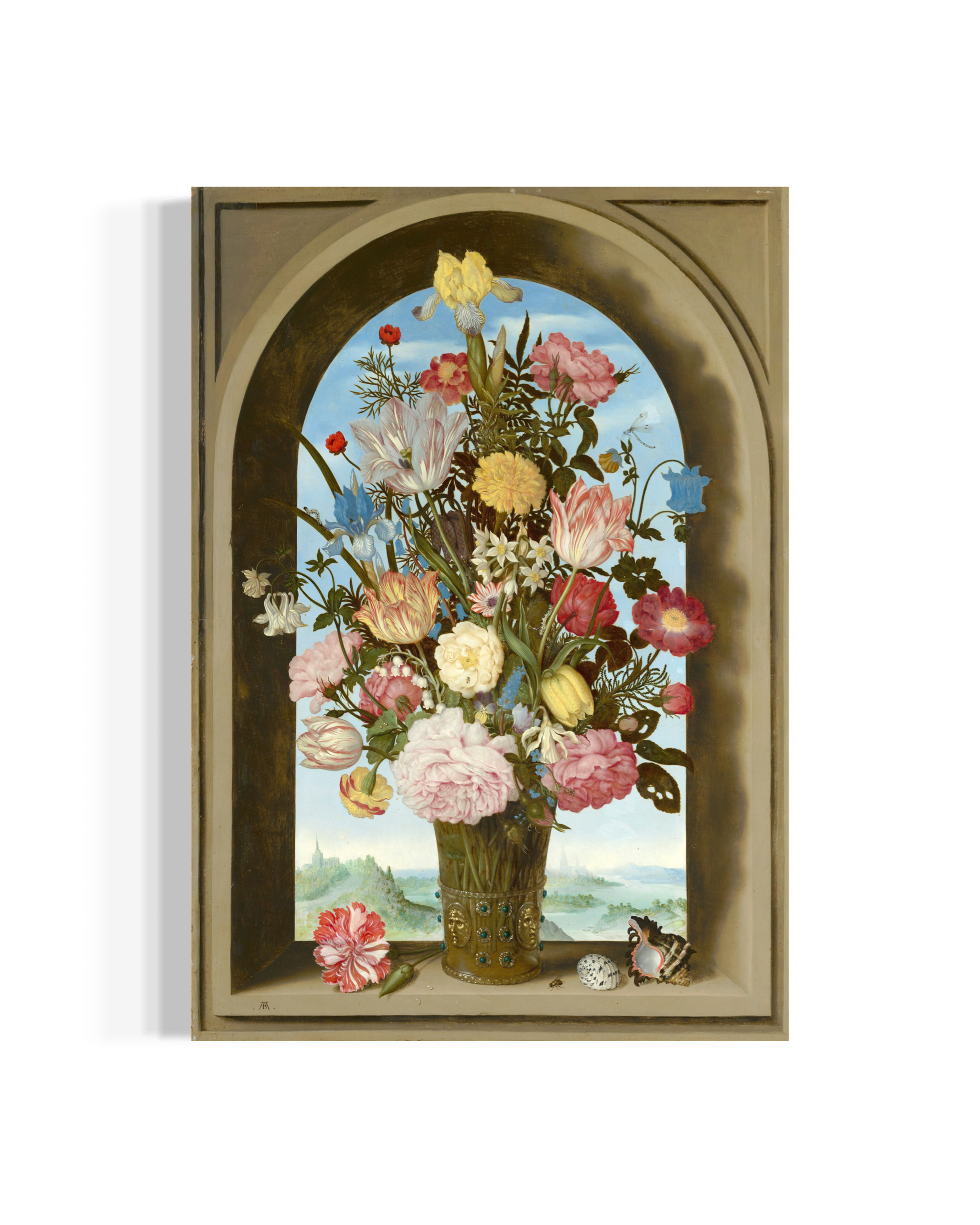 Flowers in a Window Arch – Premium Καμβάς