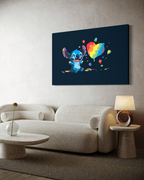 Stitch Rainbow Heart – Premium Καμβάς