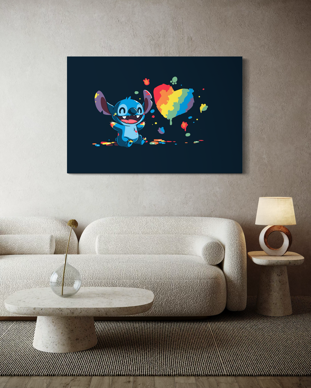 Stitch Rainbow Heart – Premium Καμβάς
