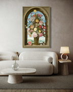 Flowers in a Window Arch – Premium Καμβάς