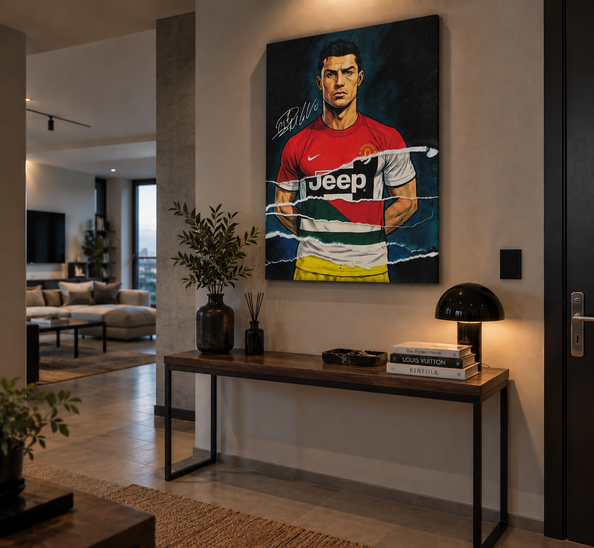 Πίνακας Cristiano Ronaldo σε μοντέρνο χώρο σπιτιού.
