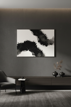 Abstract ink canvas on grey wall