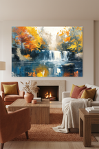 Autumn Falls canvas in cozy room