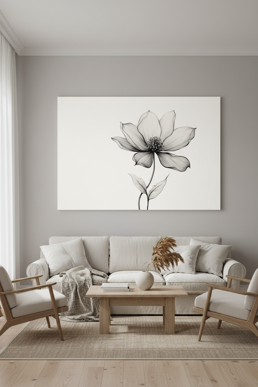 Bloom in Silence canvas in elegant room