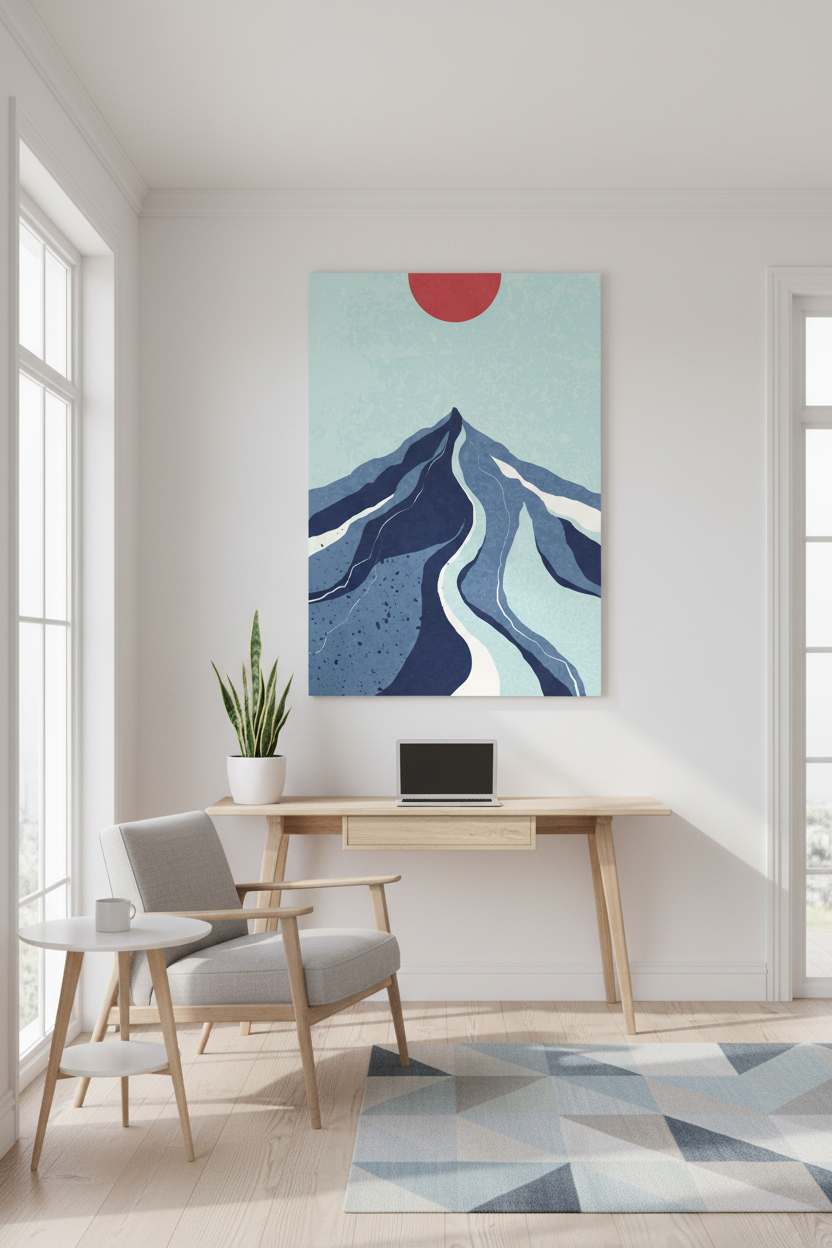 Blue Mountain canvas in Scandinavian room