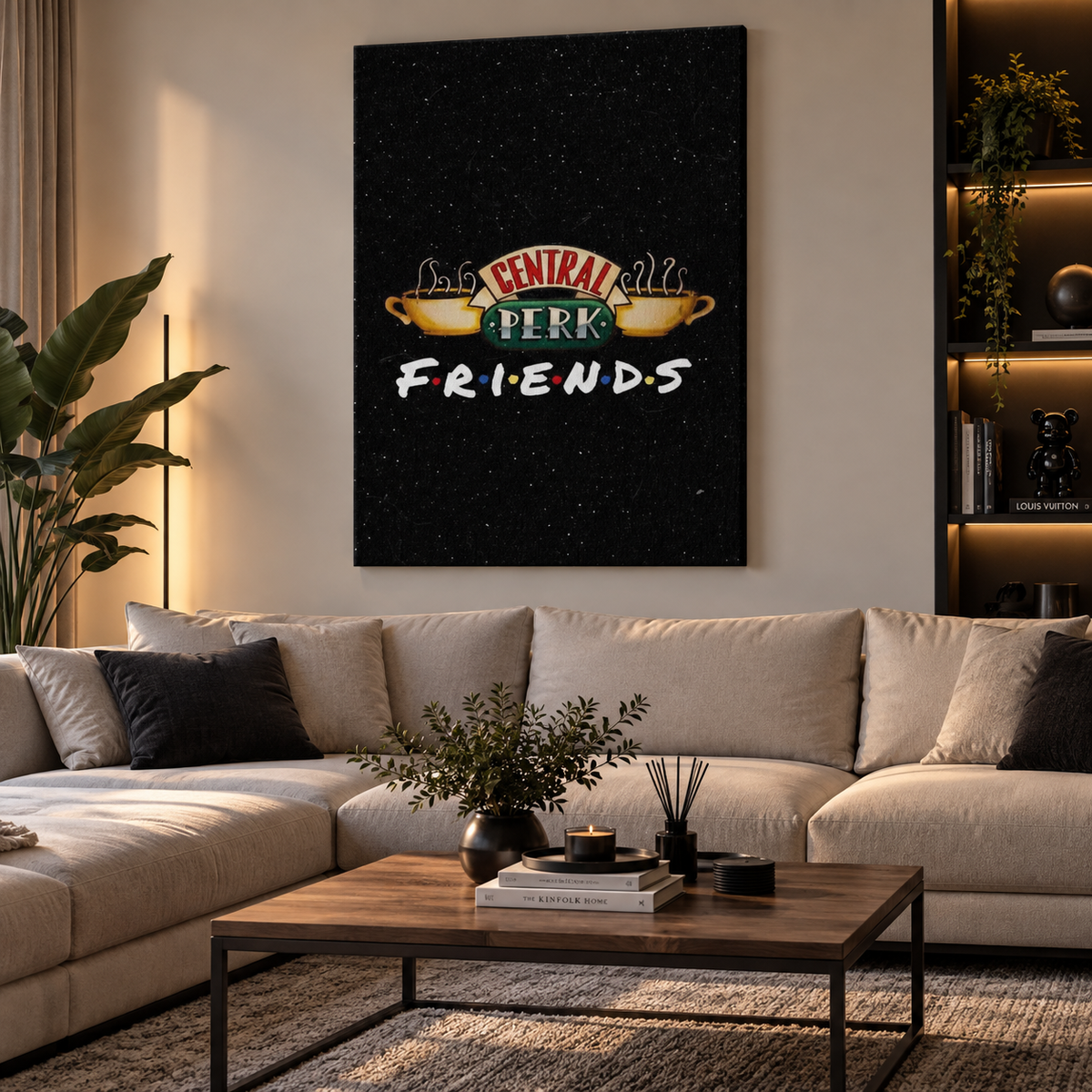 Πίνακας Friends Central Perk σε μοντέρνο και ζεστό σαλόνι.