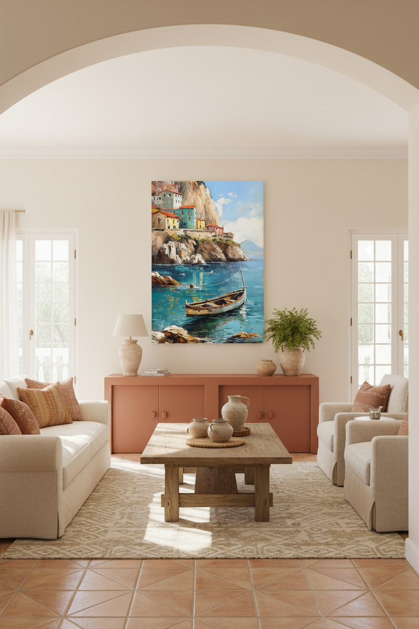 Cinque Terre canvas in elegant room