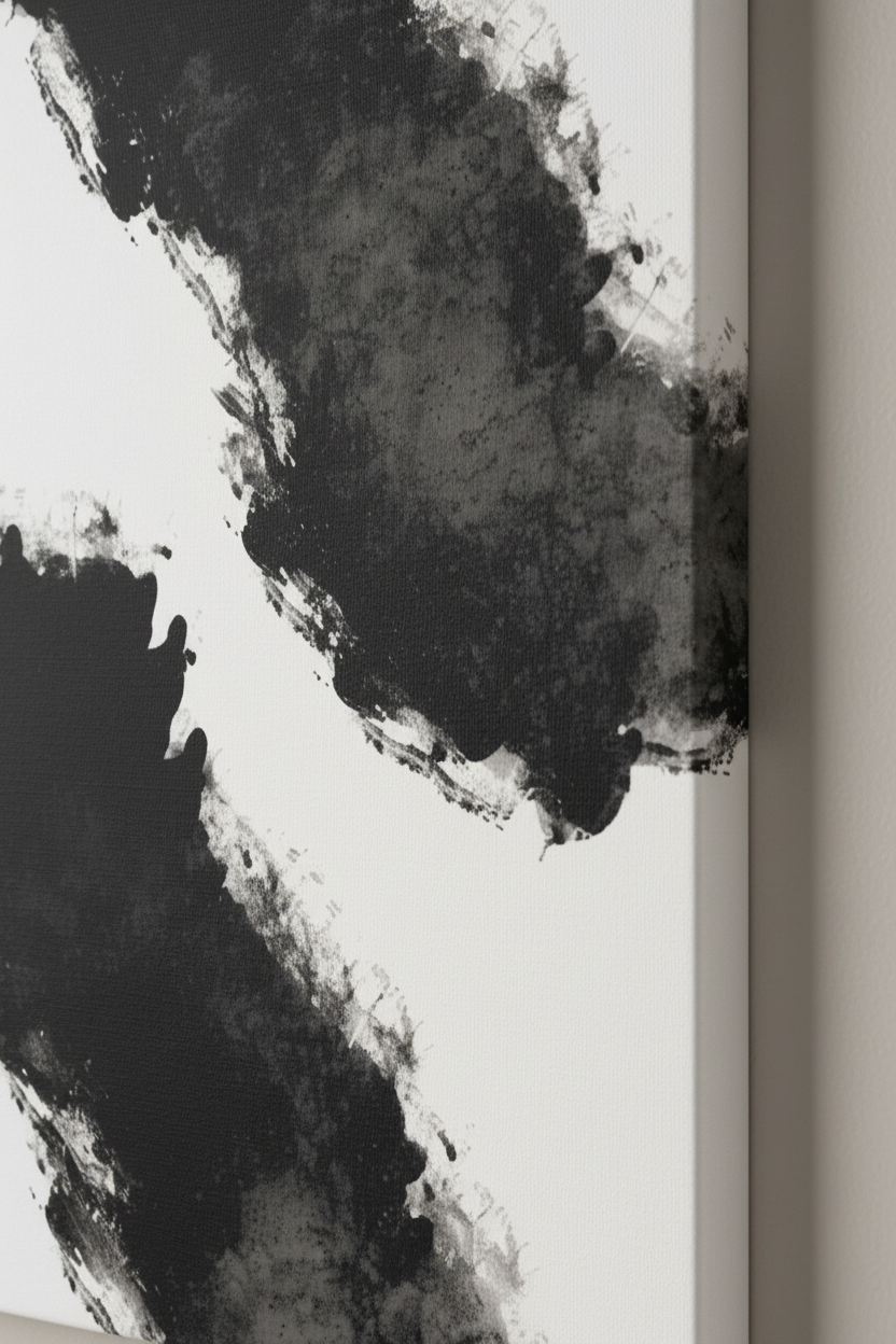 Close-up abstract ink canvas