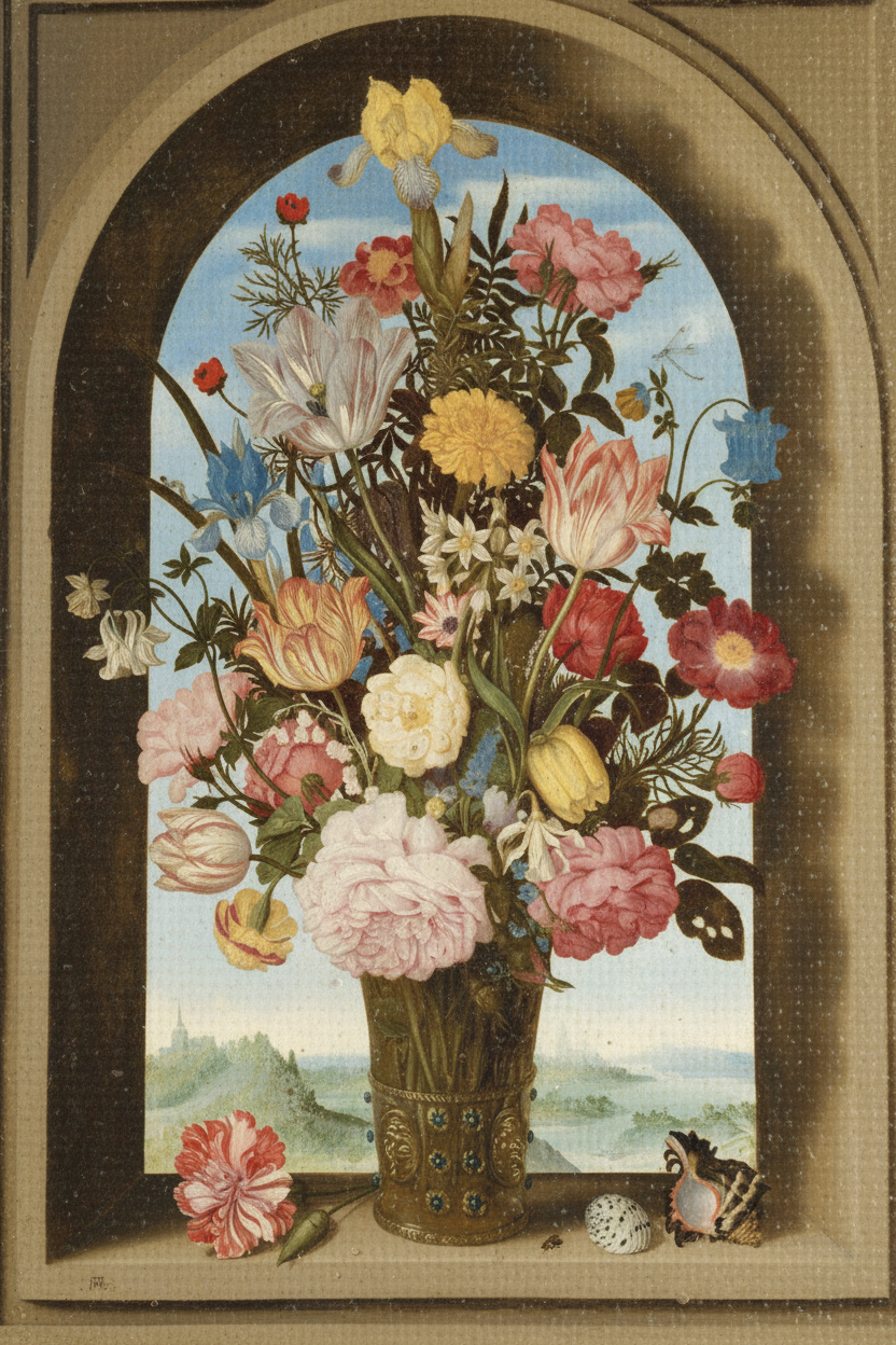 Close-up Bosschaert canvas texture