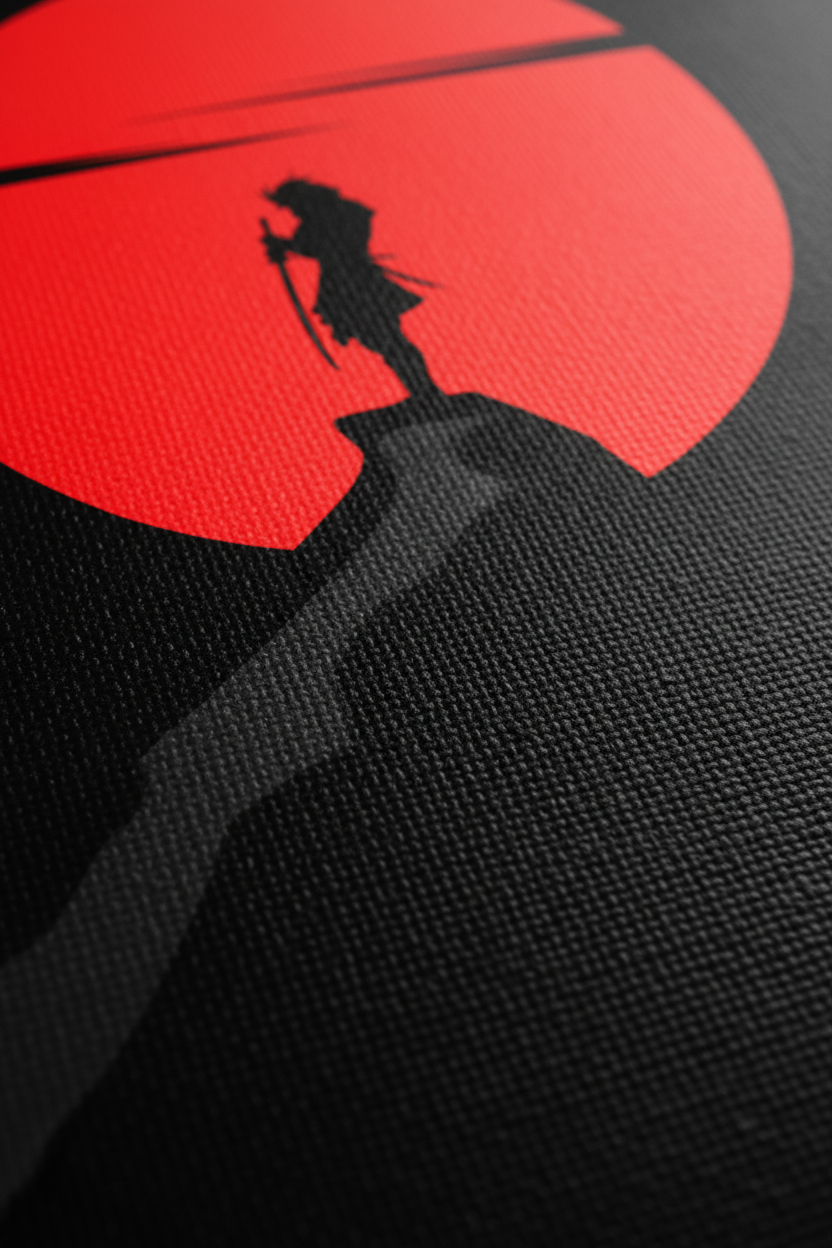 Close-up Samurai Red Moon canvas
