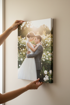 Couple Canvas Being Hung - Hands Only