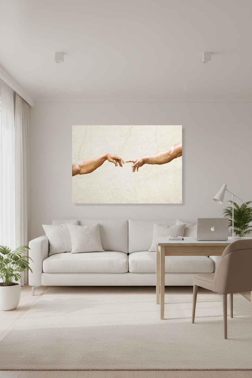 Creation of Adam canvas in elegant room