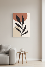 Dark Leaf canvas in minimal room